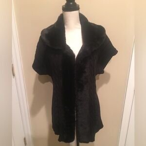 Style&Co Black Sleeves Cable faux Sweater Vest